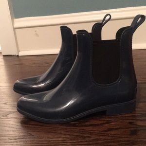 J. Crew Navy Gloss Chelsea Boots
